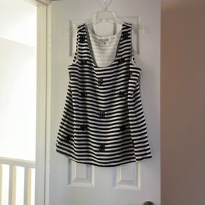 Sleeveless top size XL by Banana Republic. Black and white striped with beads